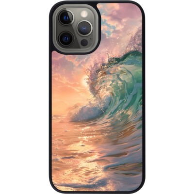 Coque iPhone 12 Pro Max - Silicone rigide noir Wave Sunset