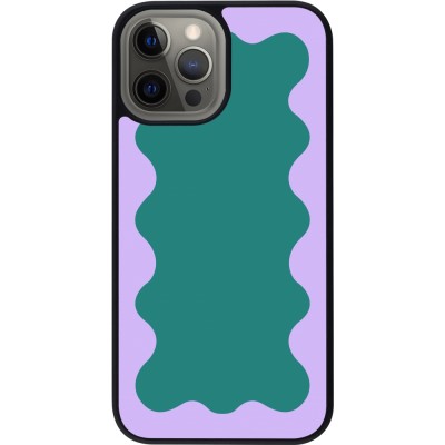 iPhone 12 Pro Max Case Hülle - Silikon schwarz Wavy Rectangle Green Purple