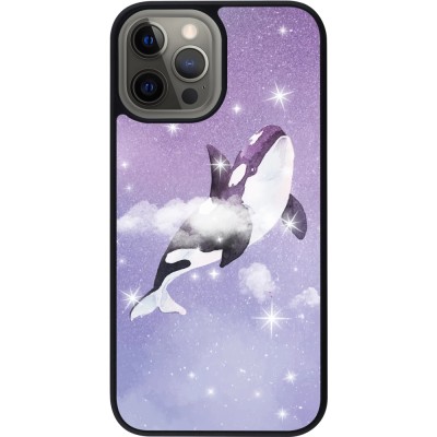 Hülle iPhone 12 Pro Max - Silikon schwarz Whale in sparking stars