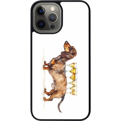 Coque iPhone 12 Pro Max - Silicone rigide noir Wine Teckel