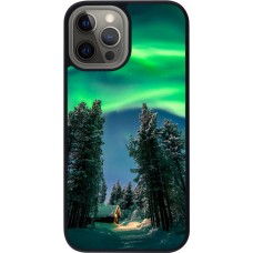 Coque iPhone 12 Pro Max - Silicone rigide noir Winter 22 Northern Lights