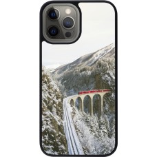 Coque iPhone 12 Pro Max - Silicone rigide noir Winter 25 Winter polar express