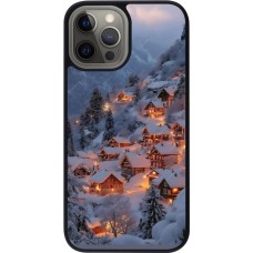 Coque iPhone 12 Pro Max - Silicone rigide noir Winter 25 Winter snowy village