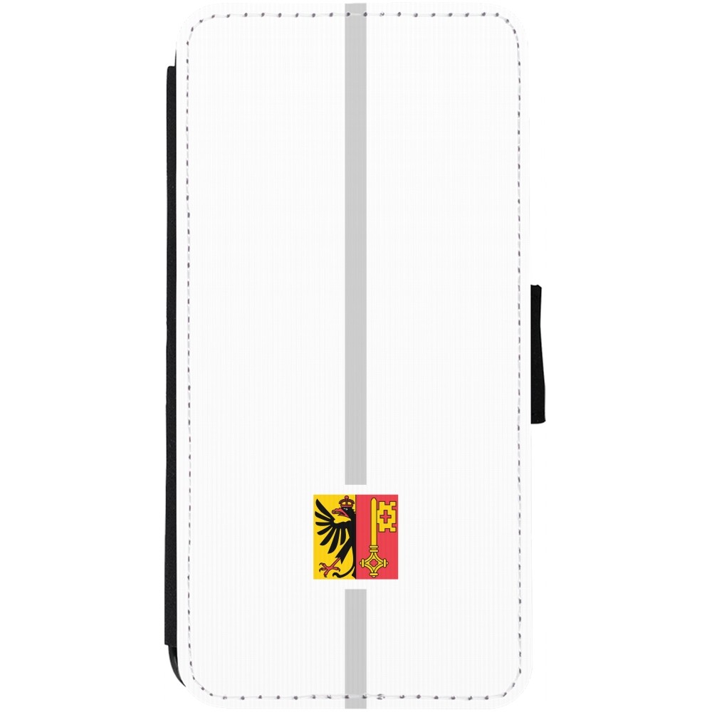 Coque iPhone 12 Pro Max - Wallet noir Canton GE blanc