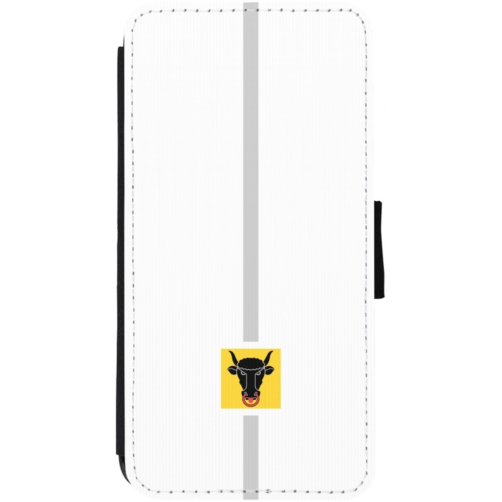 Coque iPhone 12 Pro Max - Wallet noir Canton UR blanc