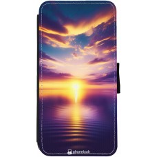 iPhone 12 Pro Max Case Hülle - Wallet schwarz Sonnenuntergang gelb violett