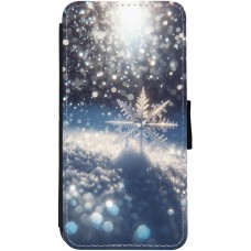 iPhone 12 Pro Max Case Hülle - Wallet schwarz Schneeflocke Solar Glanz