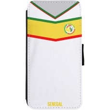 Coque iPhone 12 Pro Max - Wallet noir Maillot de football Senegal 2022 personnalisable