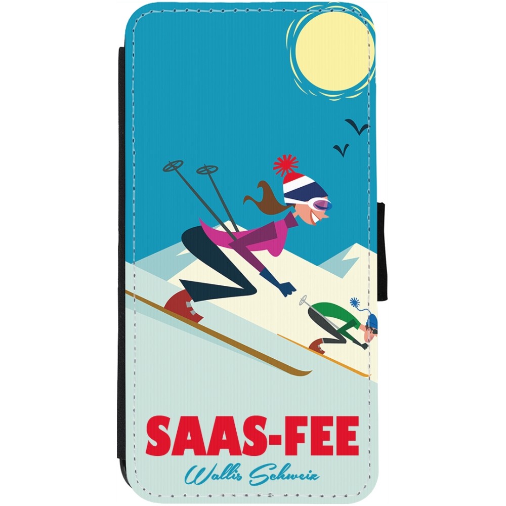 iPhone 12 Pro Max Case Hülle - Wallet schwarz Saas-Fee Ski Downhill