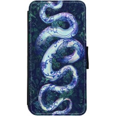 iPhone 12 Pro Max Case Hülle - Wallet schwarz Snake Blue Anaconda