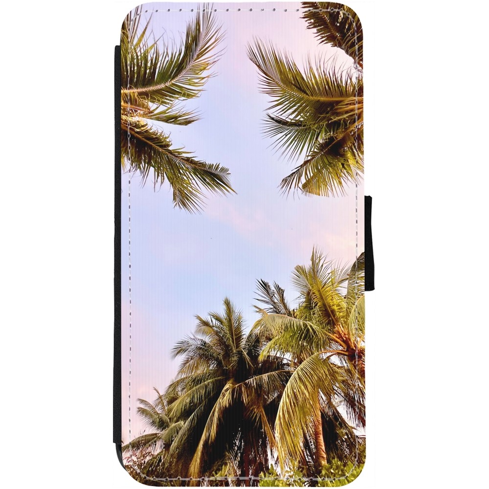 iPhone 12 Pro Max Case Hülle - Wallet schwarz Summer 2023 palm tree vibe