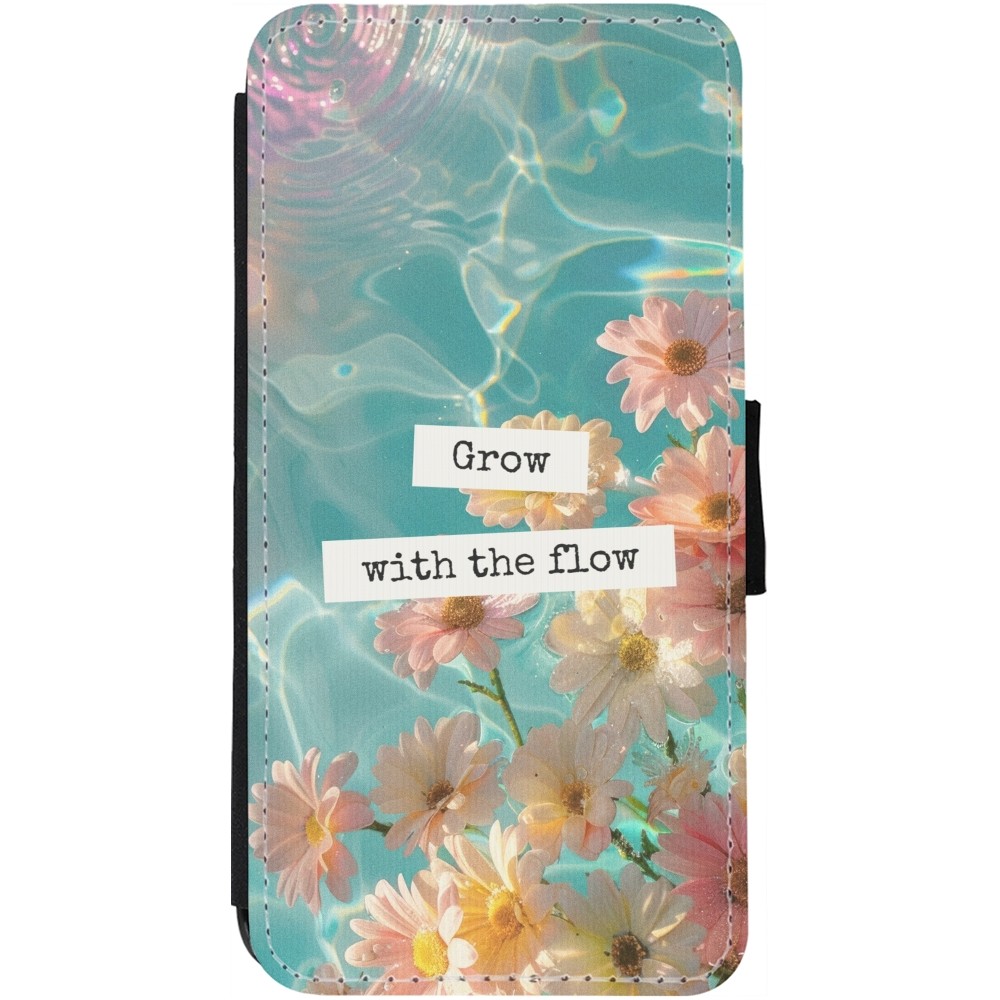 iPhone 12 Pro Max Case Hülle - Wallet schwarz Summer 2025 Grow with the flow
