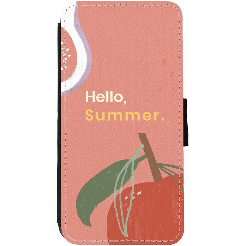 Coque iPhone 12 Pro Max - Wallet noir Summer 2025 Hello summer