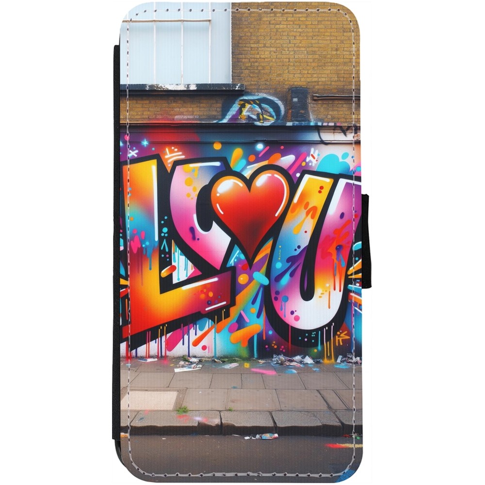 iPhone 12 Pro Max Case Hülle - Wallet schwarz Valentin 2025 Liebe U Tag