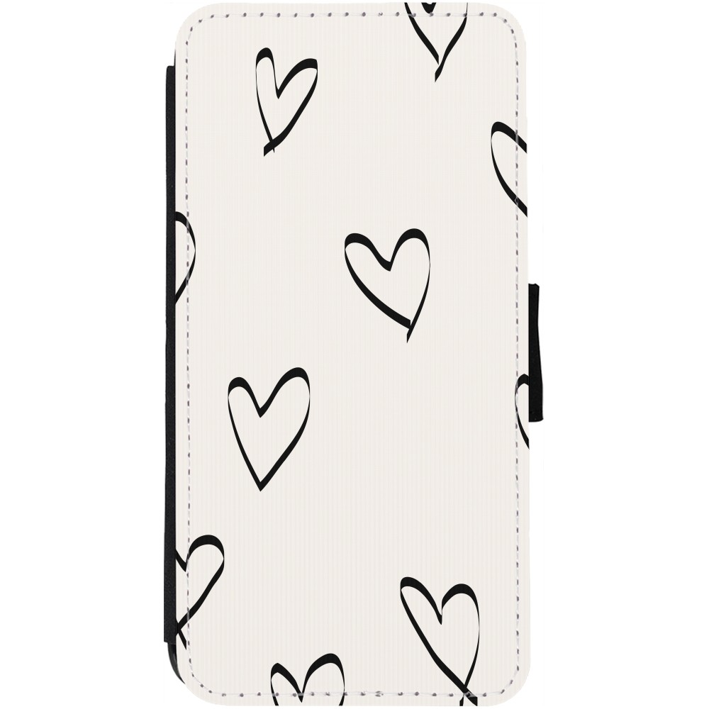 iPhone 12 Pro Max Case Hülle - Wallet schwarz Valentine 2023 minimalist hearts
