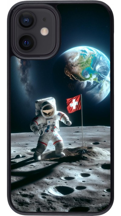 Coque iPhone 12 mini - Astro Suisse sur lune