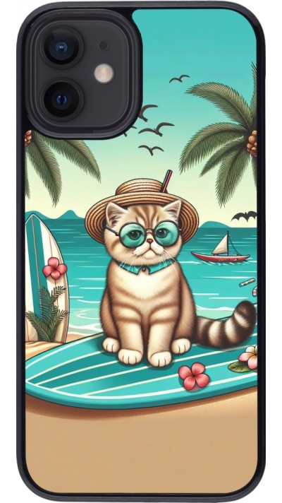Coque iPhone 12 mini - Chat Surf Style