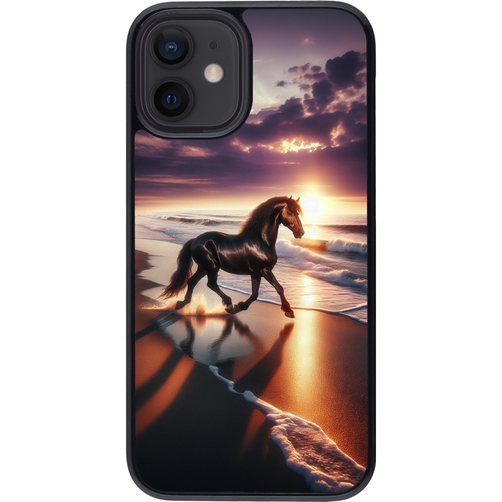 Coque iPhone 12 mini - Cheval majestueux plage