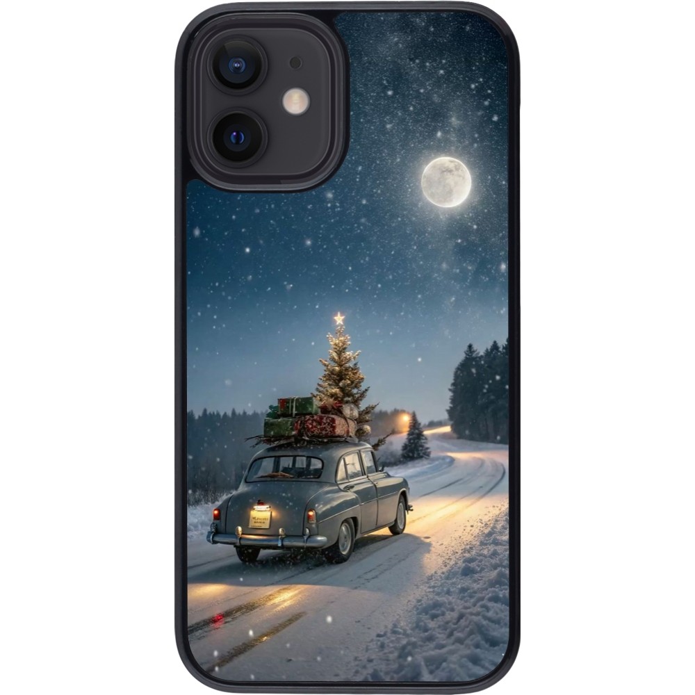 Coque iPhone 12 mini - Christmas 25 Car with Tree Xmas