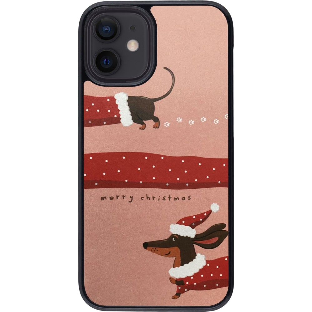 Coque iPhone 12 mini - Christmas 25 Teckel Merry Xmas