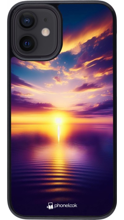 Coque iPhone 12 mini - Coucher soleil jaune violet