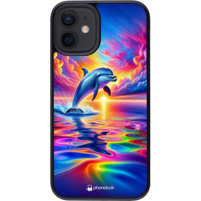 iPhone 12 mini Case Hülle - Glücklicher Regenbogen-Delfin