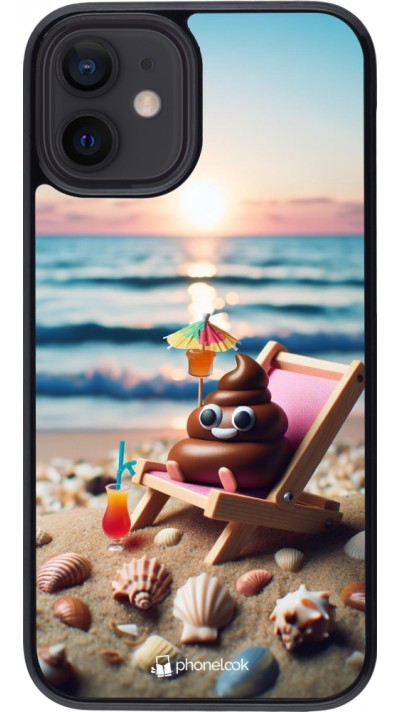 iPhone 12 mini Case Hülle - Kackhaufen Emoji auf Liegestuhl