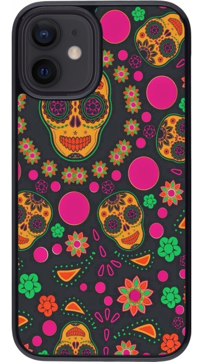 Coque iPhone 12 mini - Halloween 22 colorful mexican skulls
