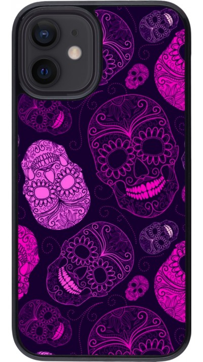 Coque iPhone 12 mini - Halloween 2023 pink skulls