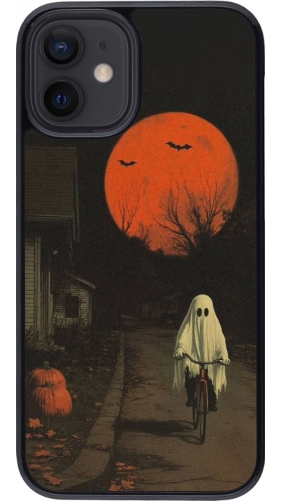 iPhone 12 mini Case Hülle - Halloween 2025 Ghost on a bicycle