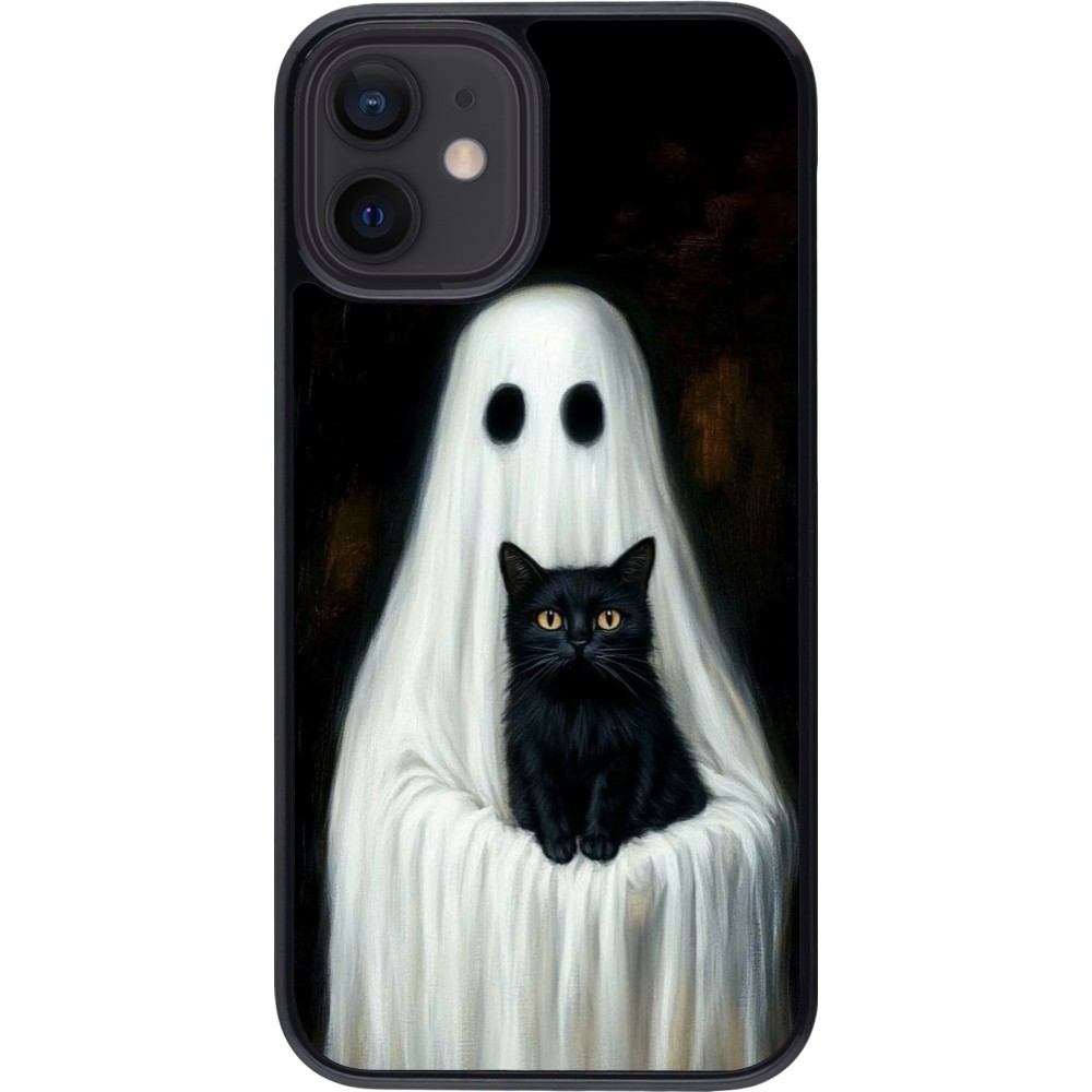 iPhone 12 mini Case Hülle - Halloween 2025 Ghost with black cat
