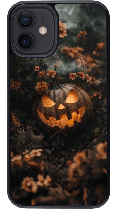 iPhone 12 mini Case Hülle - Halloween 2025 Pumpkin with flowers