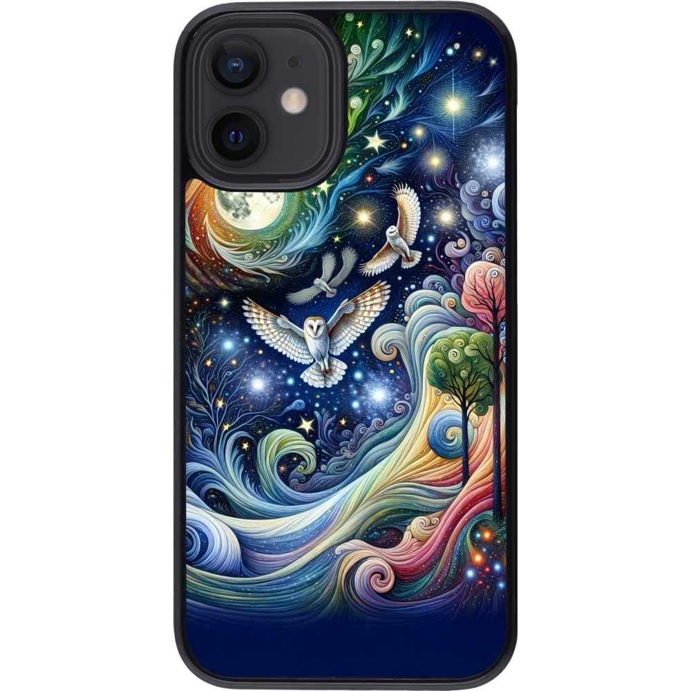 iPhone 12 mini Case Hülle - Fliegender Blumen-Eule