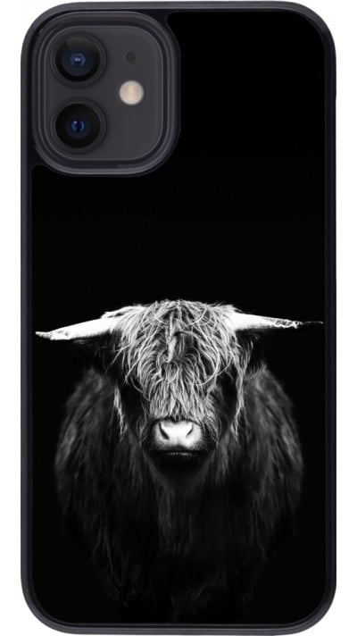 Coque iPhone 12 mini - Highland calf black