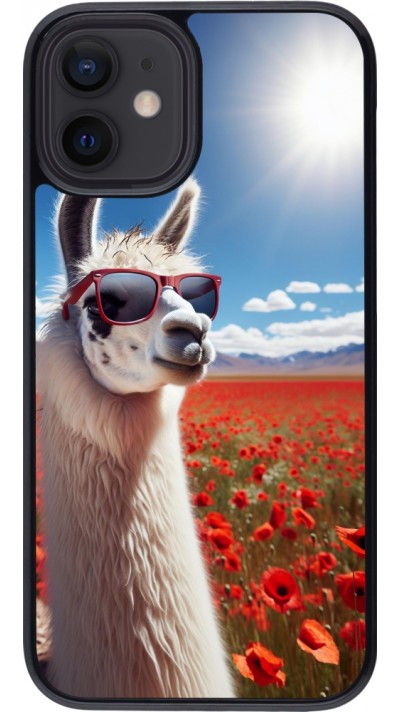 Coque iPhone 12 mini - Lama Chic en Coquelicot