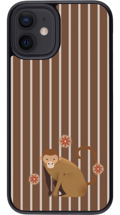 iPhone 12 mini Case Hülle - Monkey with stripes