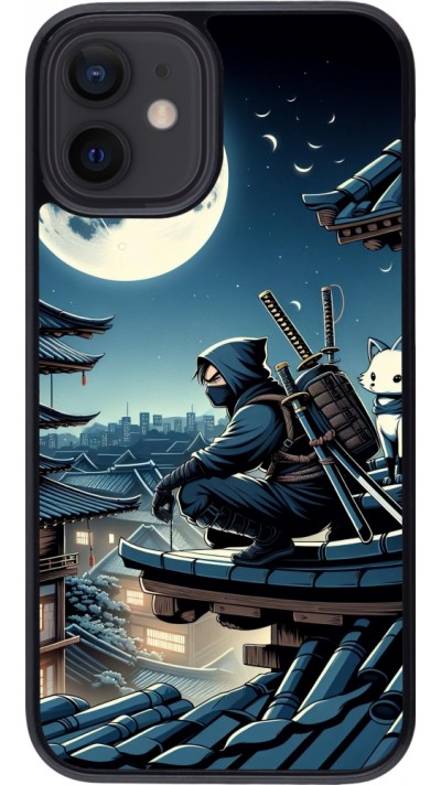 Coque iPhone 12 mini - Ninja sous la lune