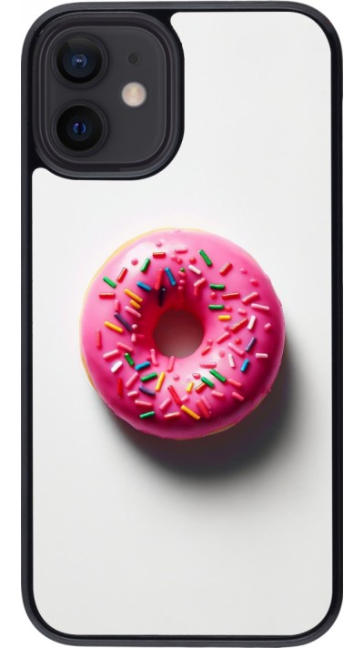 Coque iPhone 12 mini - Weißer Hintergrund, pinker Donut