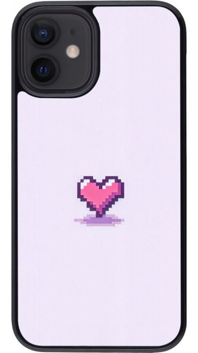 iPhone 12 mini Case Hülle - Pixel Herz Hellviolett