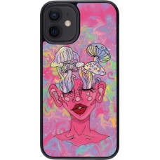 Coque iPhone 12 mini - Psychedelic pink mushroom