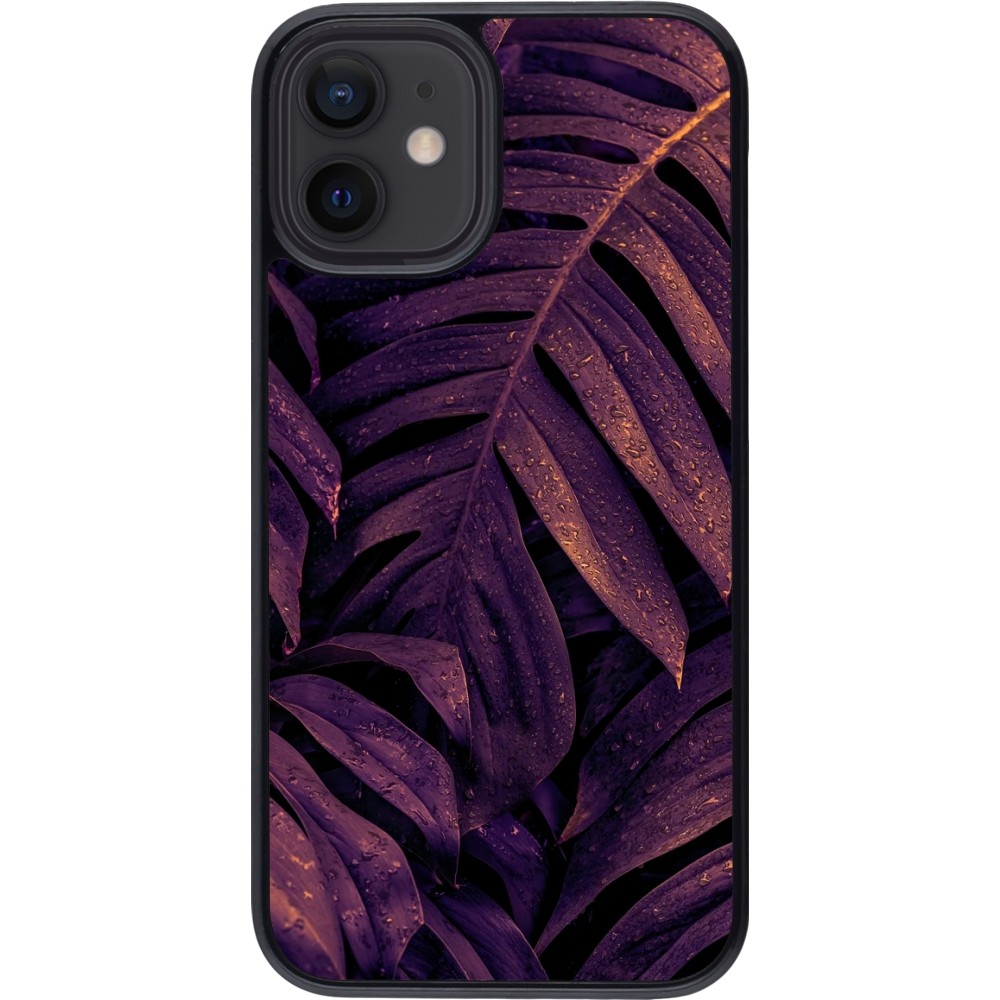 iPhone 12 mini Case Hülle - Purple Light Leaves