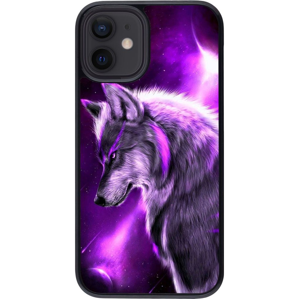 Coque iPhone 12 mini - Purple Sky Wolf