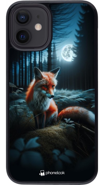 Coque iPhone 12 mini - Renard lune forêt