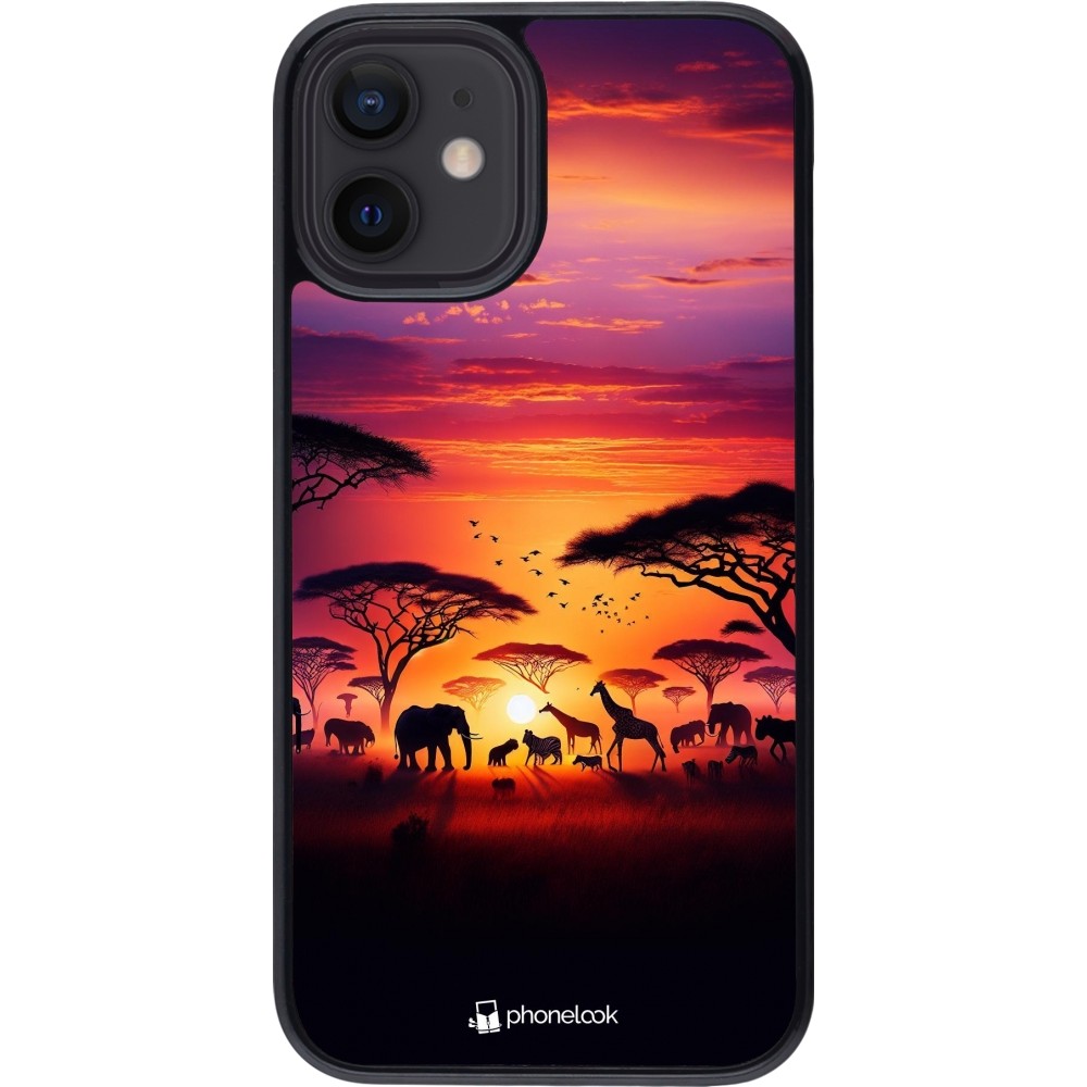 iPhone 12 mini Case Hülle - Safari Sonnenuntergang Wildtiere