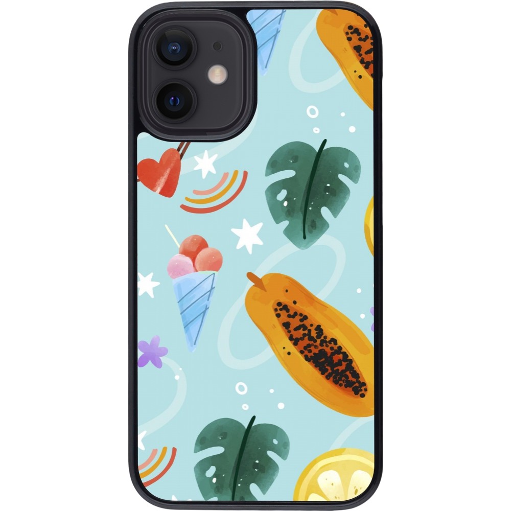 iPhone 12 mini Case Hülle - Summer 2025 Pattern papaya