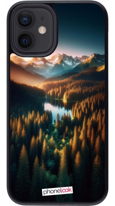 Coque iPhone 12 mini - Sunset Forest Lake