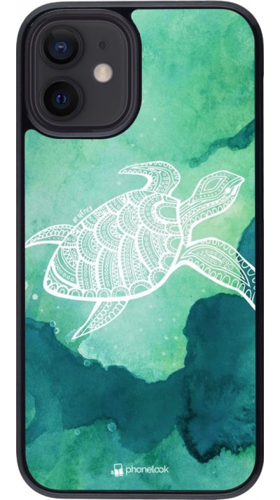 Hülle iPhone 12 mini - Turtle Aztec Watercolor