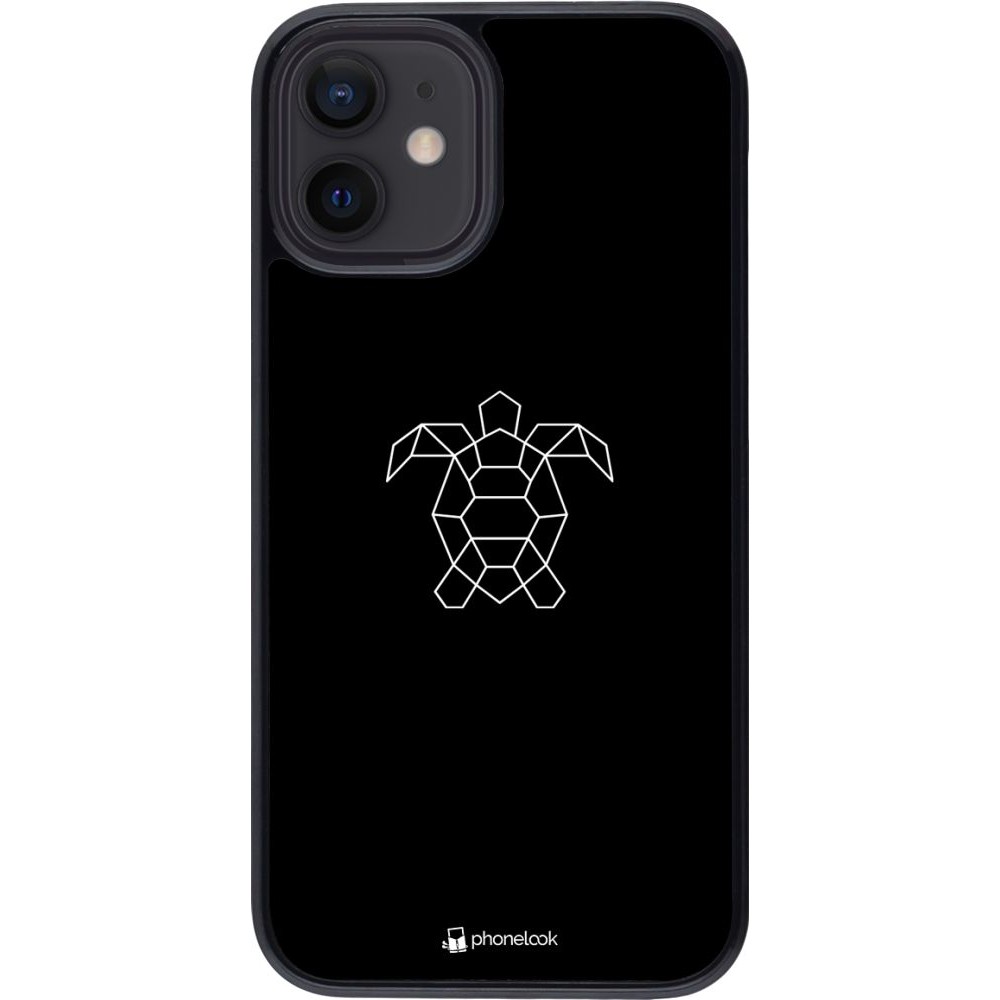 Coque iPhone 12 mini - Turtles lines on black