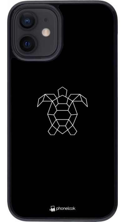 Hülle iPhone 12 mini - Turtles lines on black