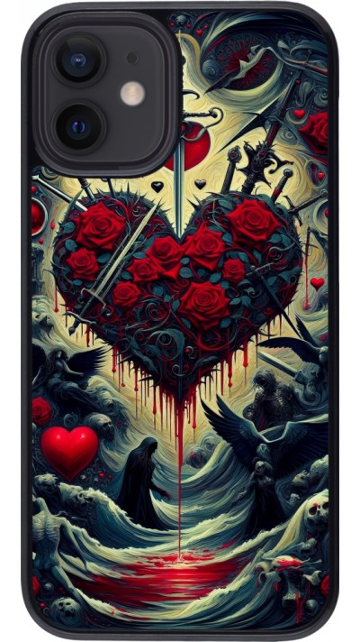 Coque iPhone 12 mini - Dark Love Coeur Sang